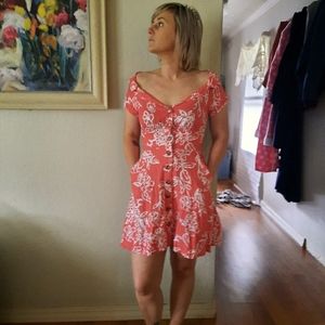 NWT Women’s Free People cherry combo shoulder dress